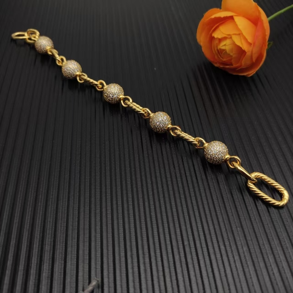 David Yurman Golden Madison Round Diamond Beaded Bracelet - Picture 3 of 6